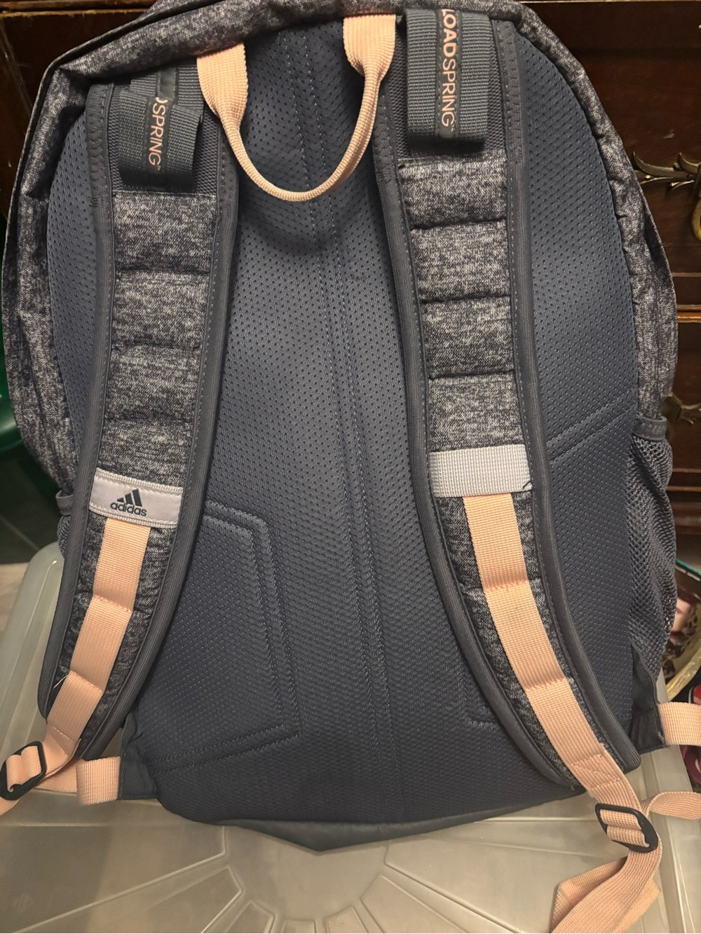 adidas Heather Gray Backpack with Pink Accents - Picture 2 of 2